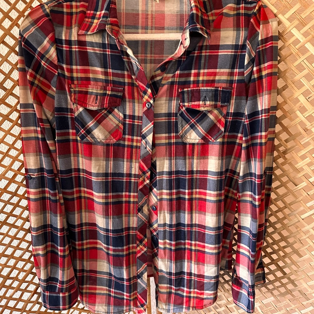 Red and Gray Plaid Shirt